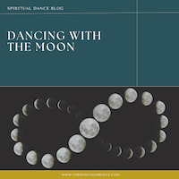 An infinity shape of moons in their different phases and text that says dancing with the moon