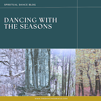 A collection of four different photographs of trees in nature representing the four seasons and text that says dancing with the seasons