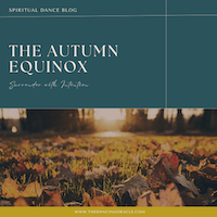 park sunset in the fall with autumn leaves and text that says "the autumn equinox"